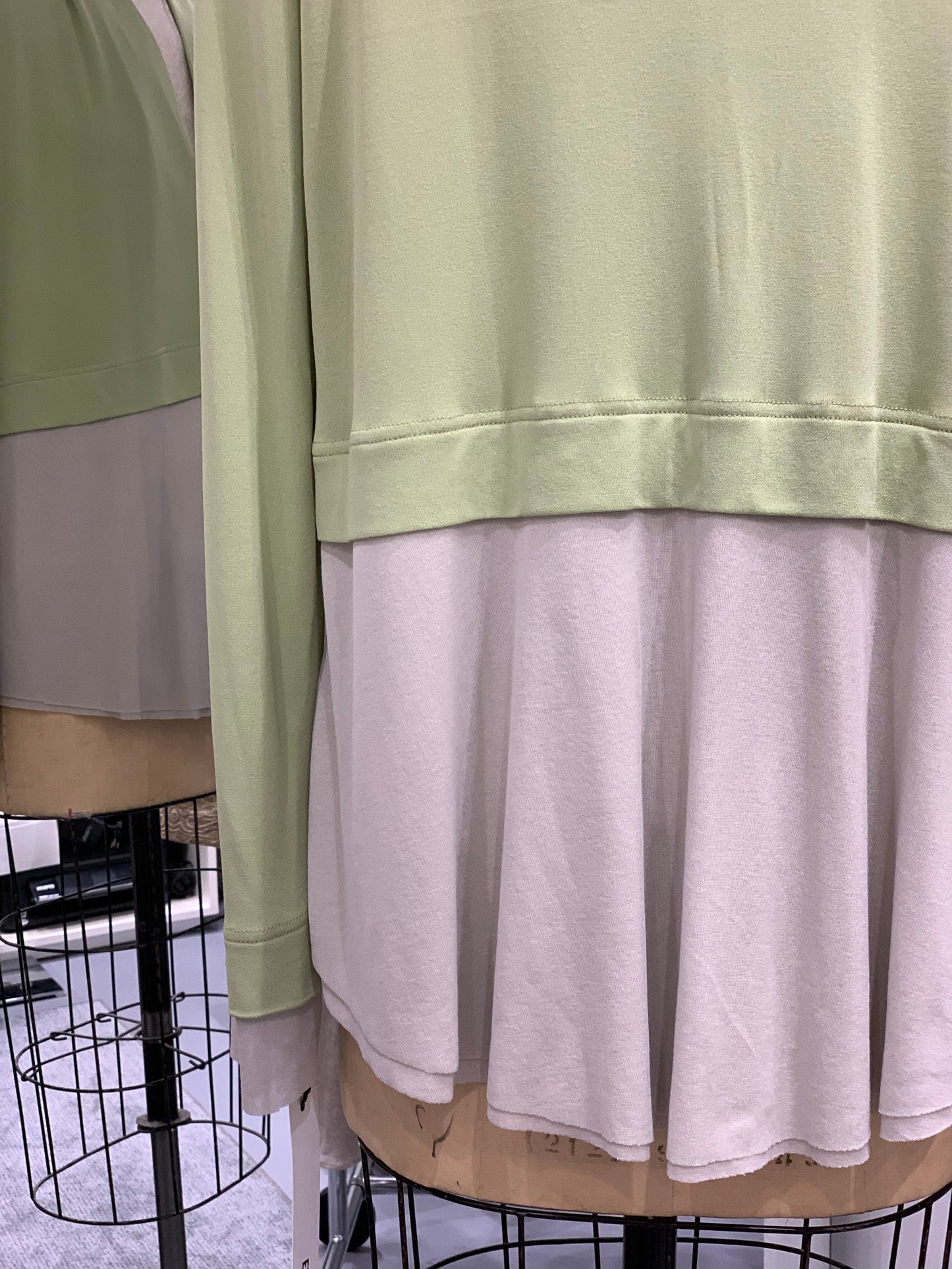 Paneled Cardigan in Lime