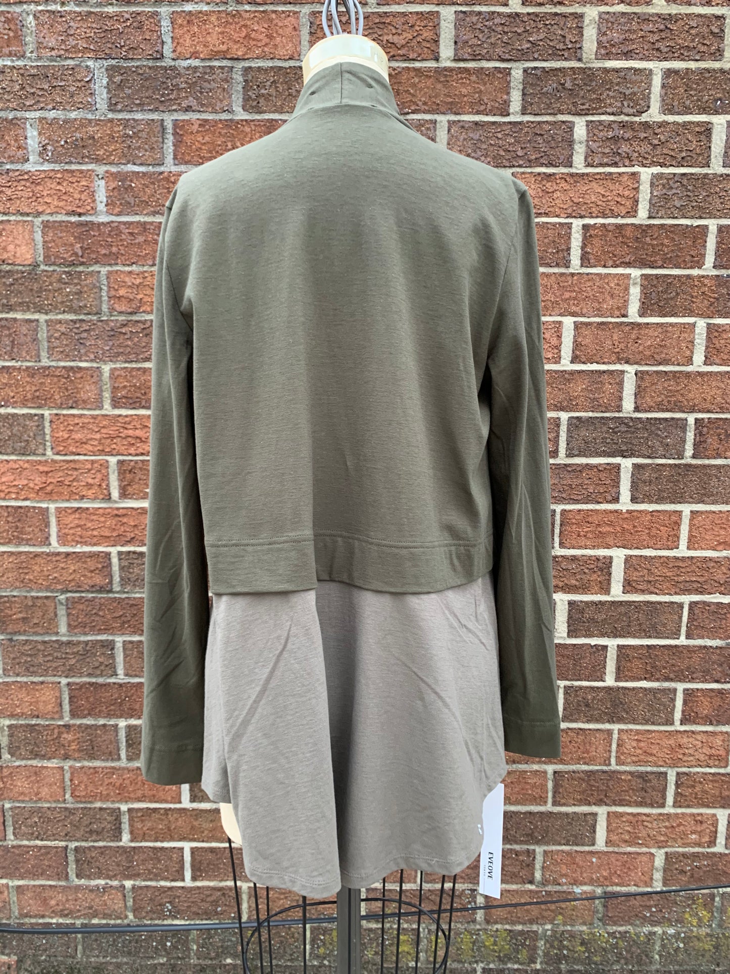 Paneled Cardigan in Olive