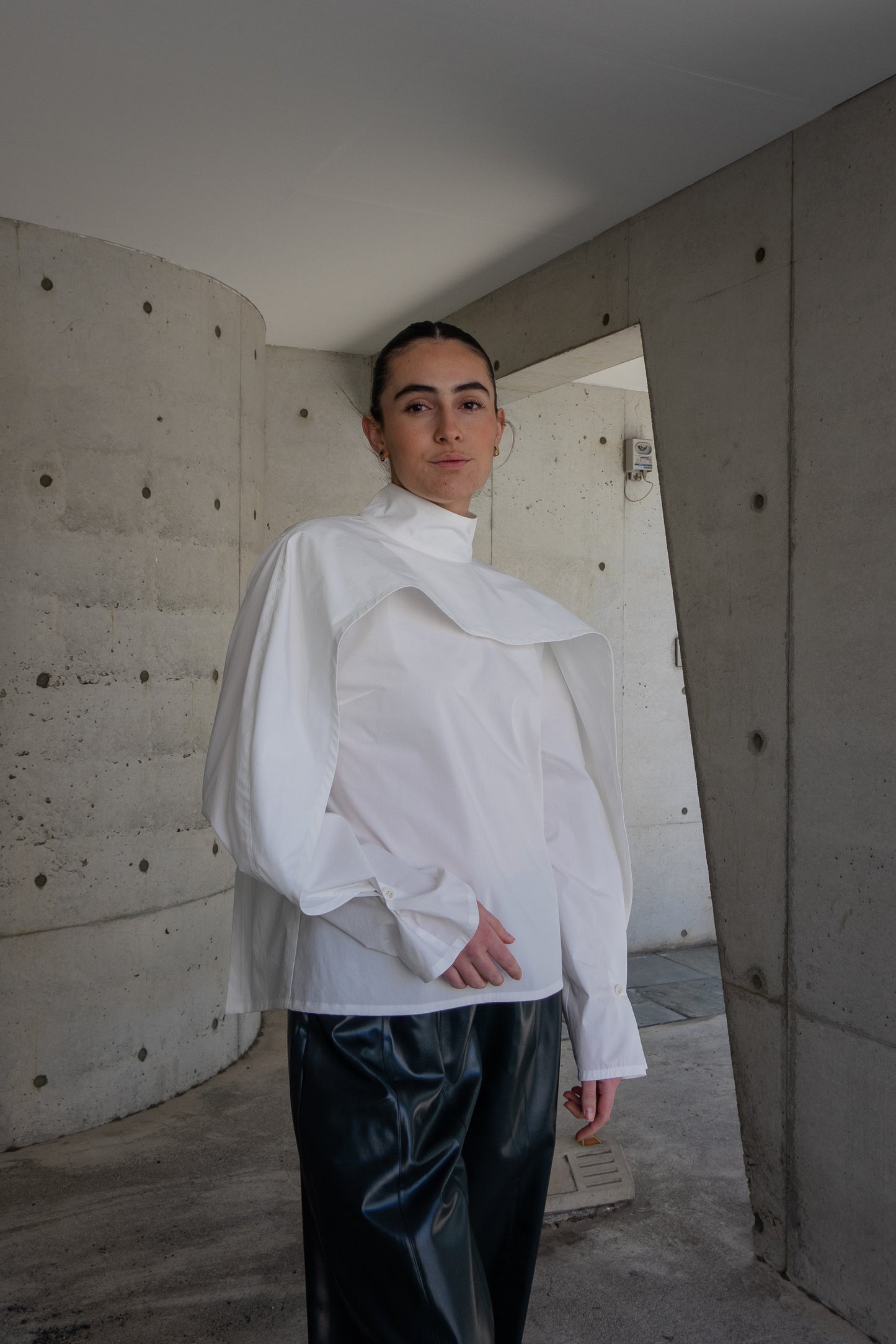 Chic Back Belted Blouse in White