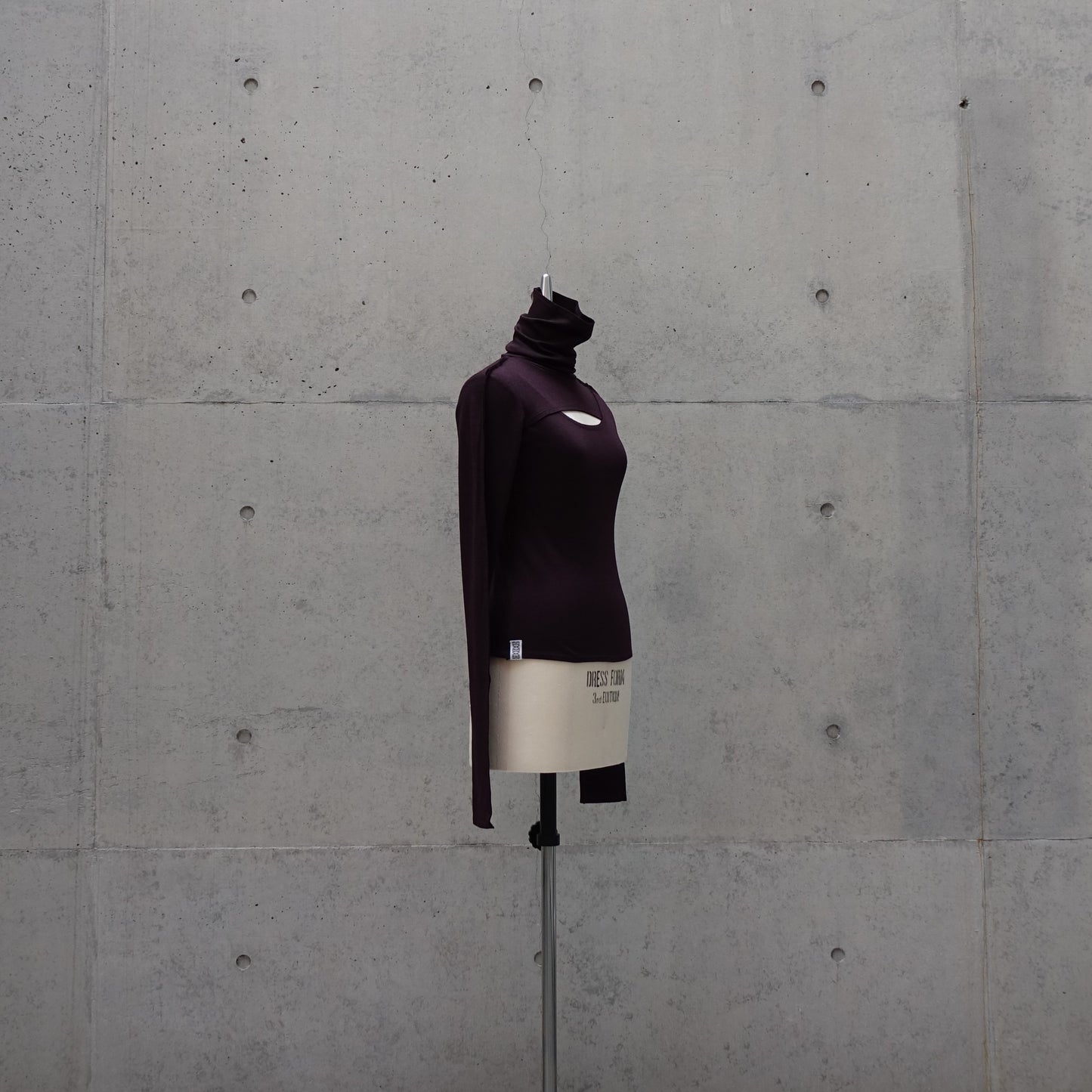 Frayed Hem Fitted Top in Plum
