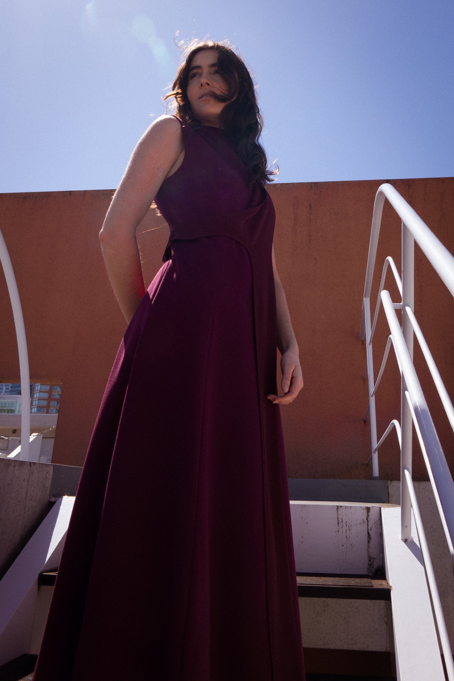 Effortless Layered Dress in Red Plum