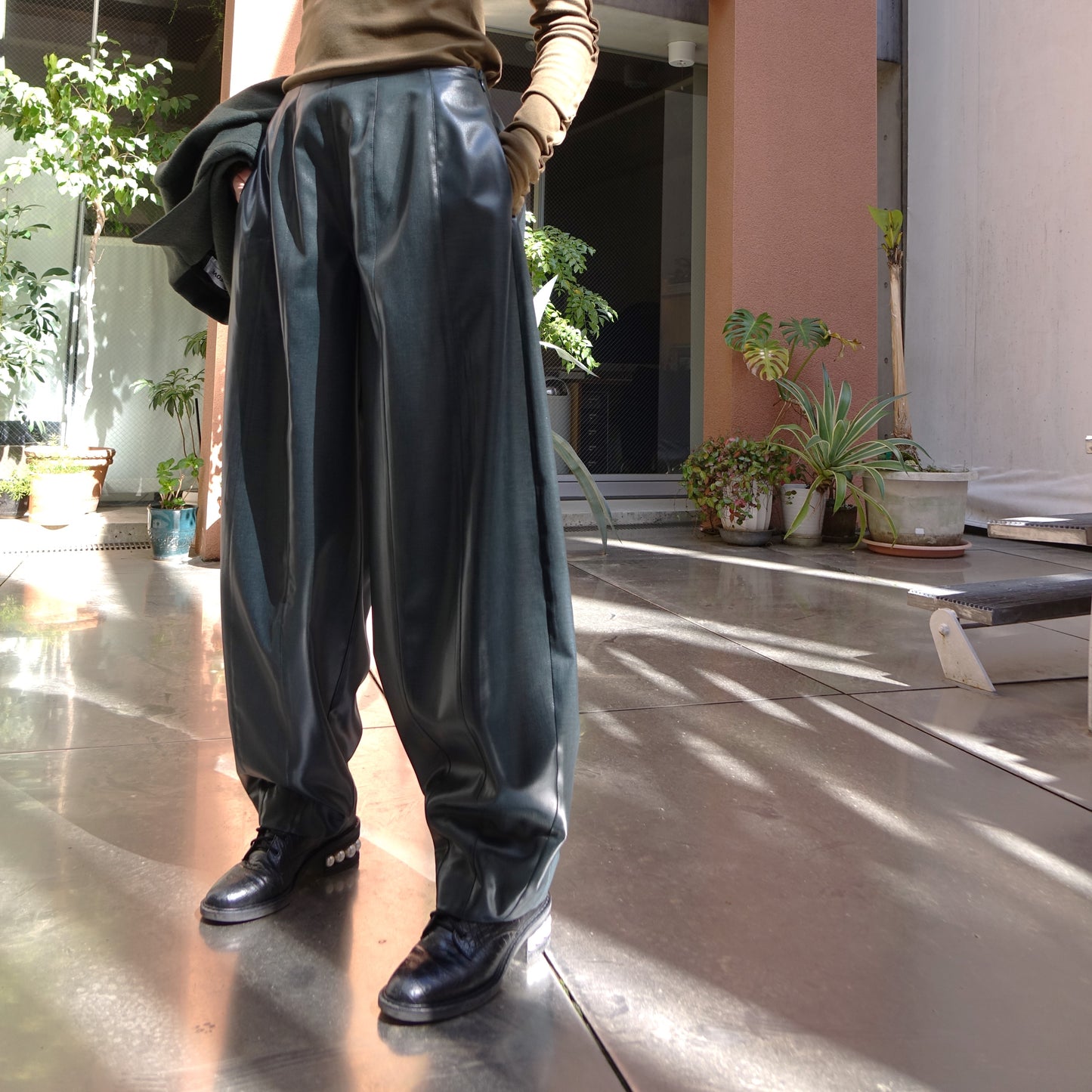 Precision Pleat Trousers in Deep Pine