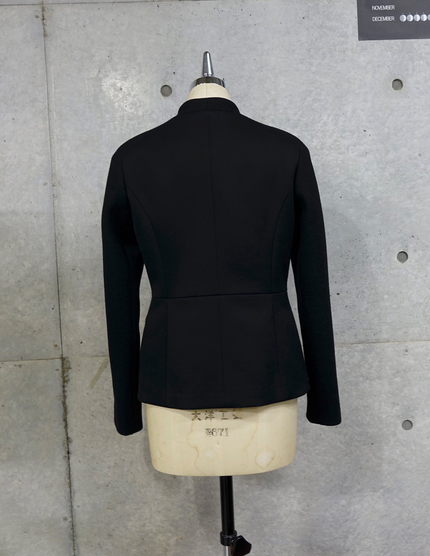Peplum Jacket in Black Wool