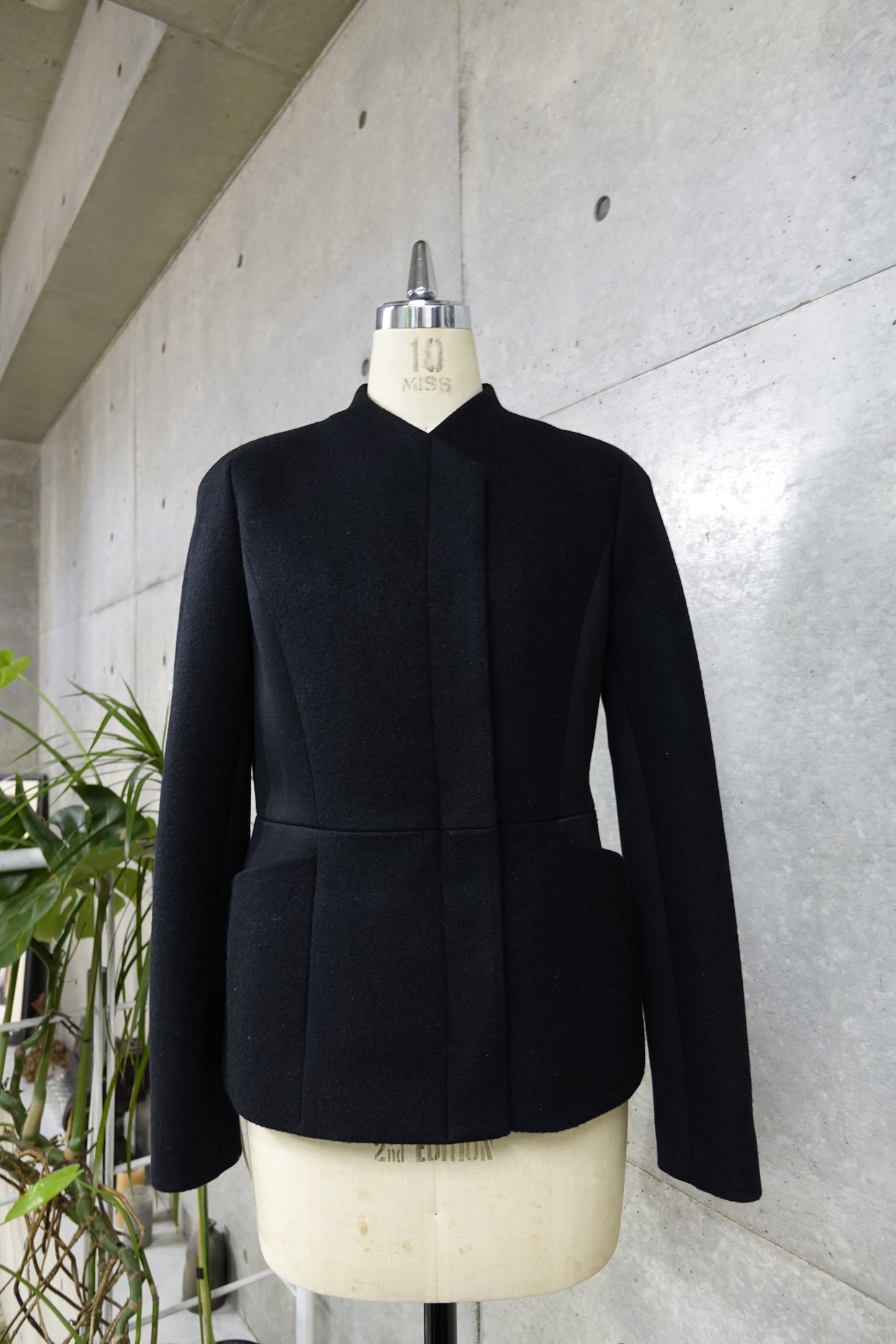 Peplum Jacket in Black Wool