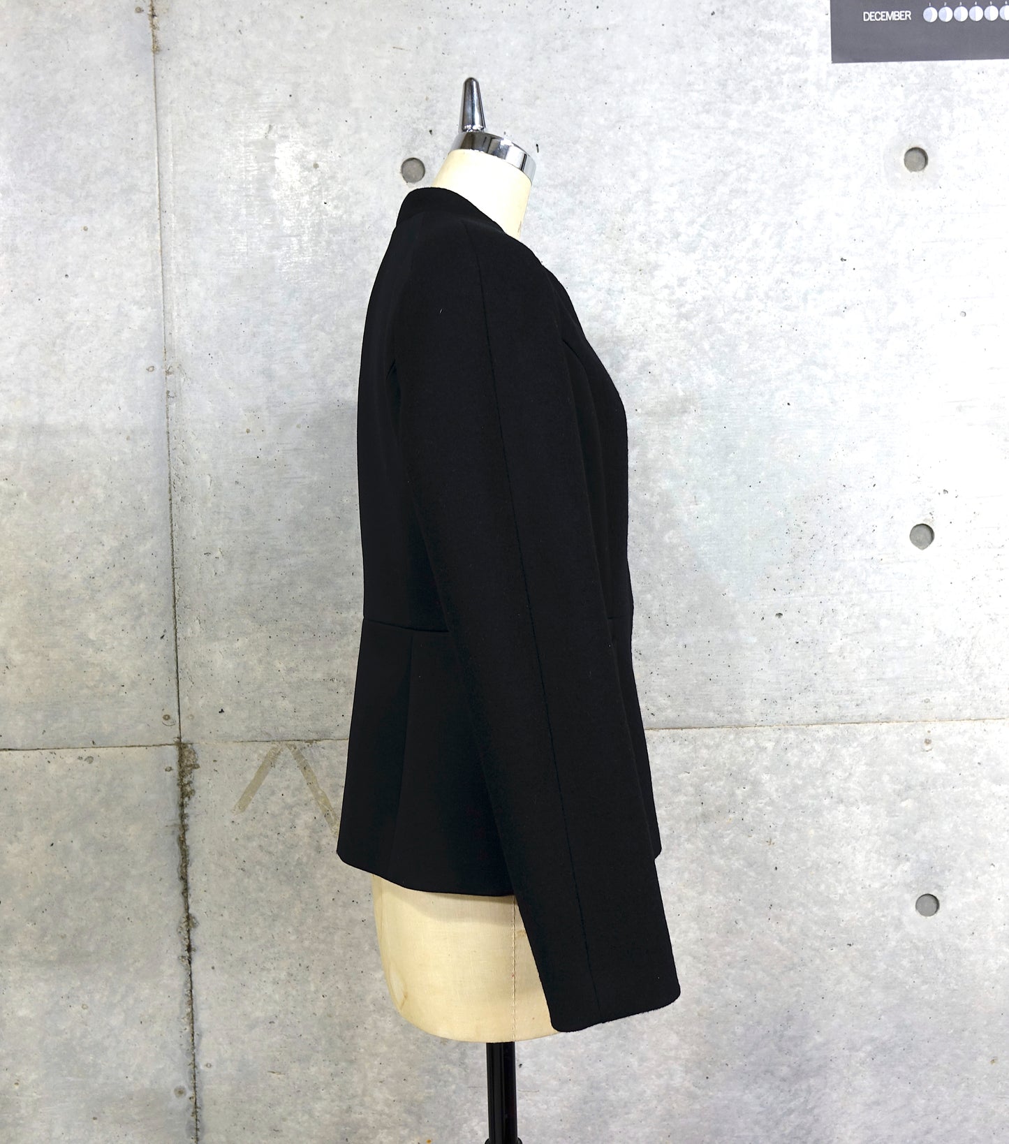 Peplum Jacket in Black Wool