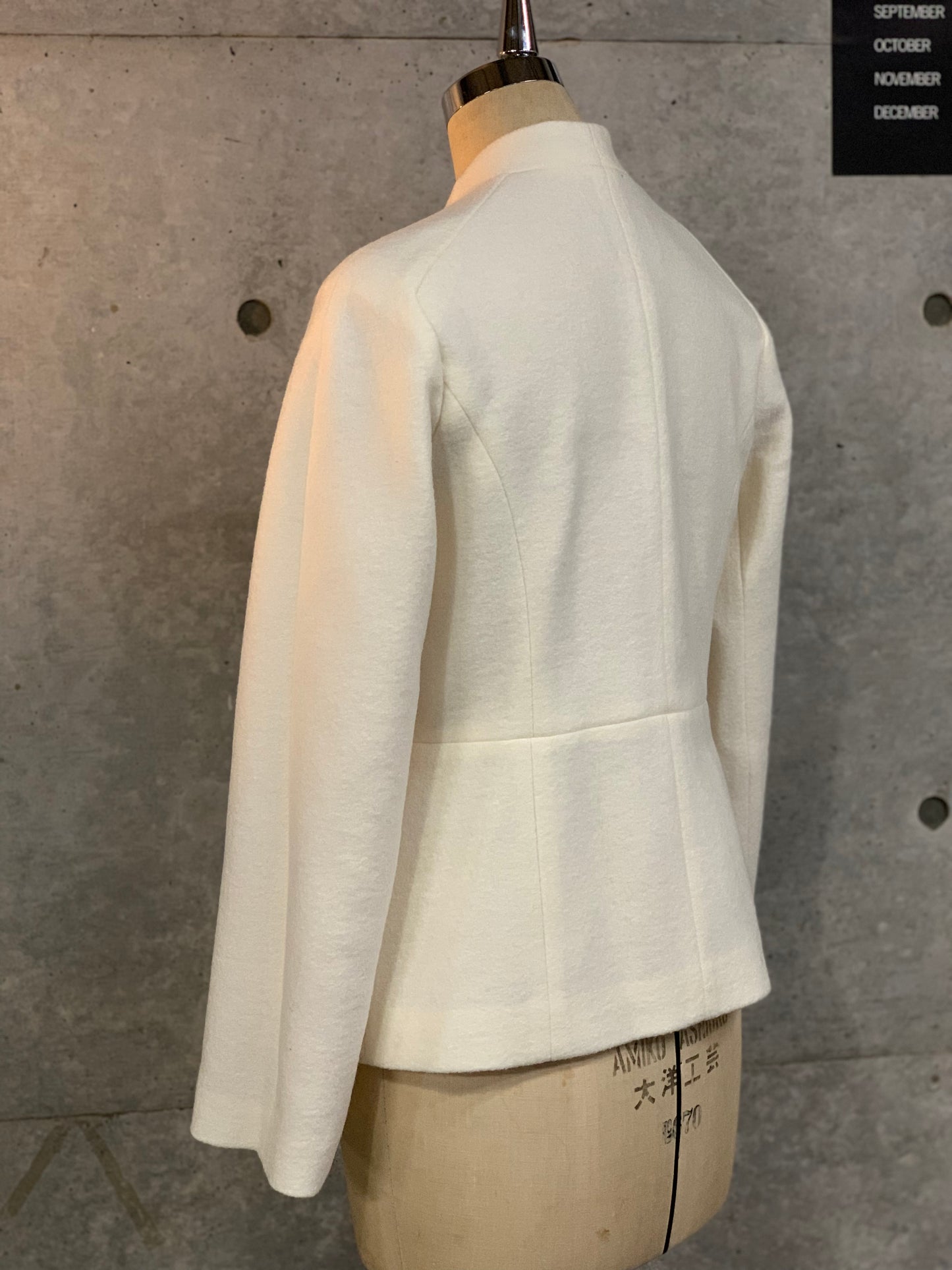 Peplum Jacket in White Wool