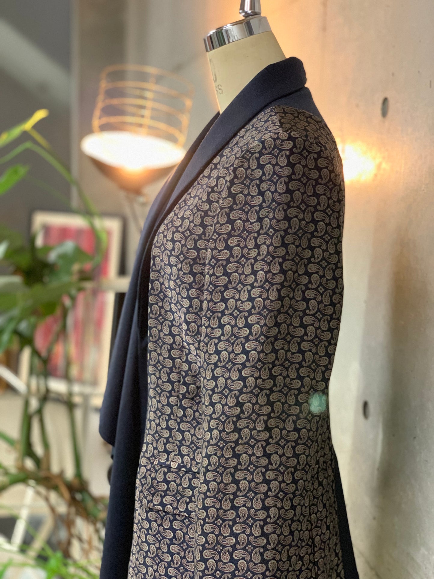 Drape-Front Jacket in Navy and Brass Paisley