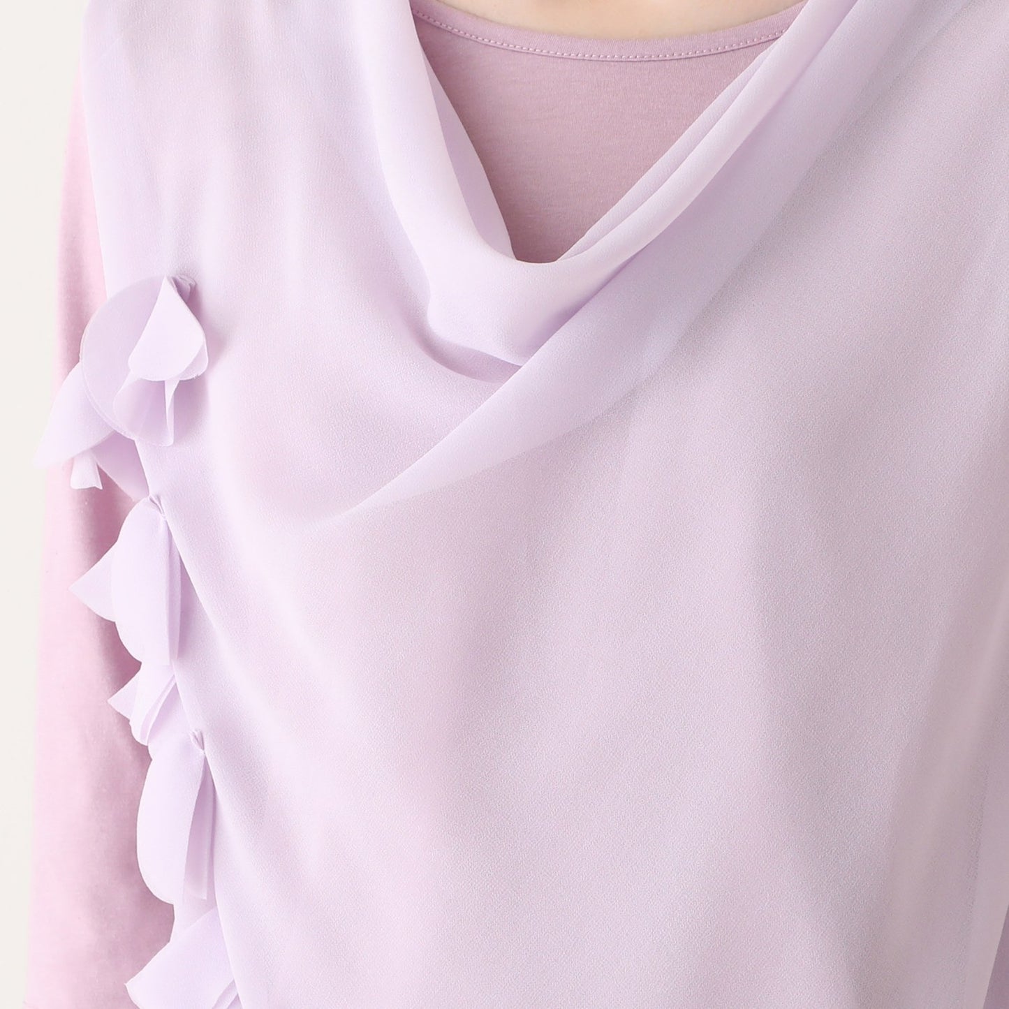 Petal Accent Blouse in Pale Lilac Chiffon
