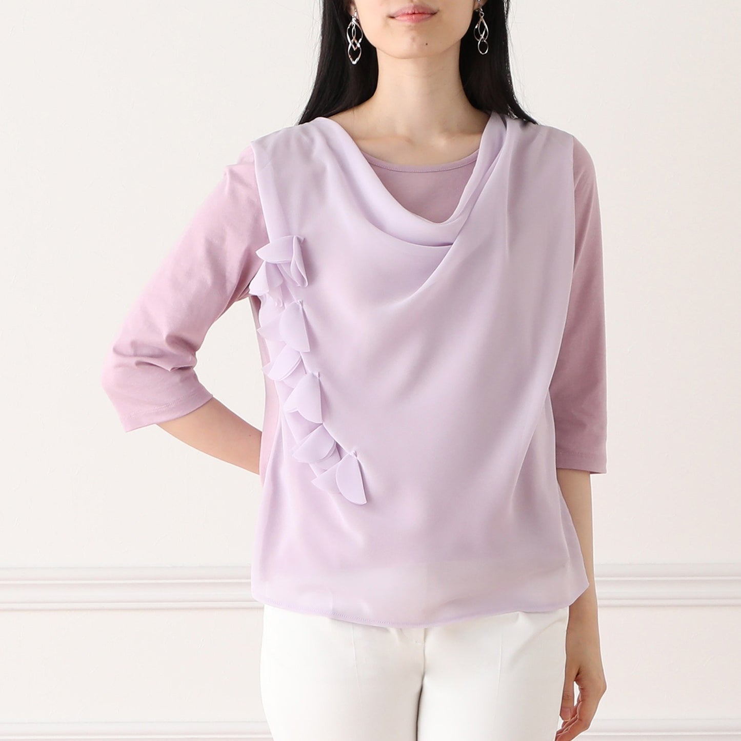 Petal Accent Blouse in Pale Lilac Chiffon