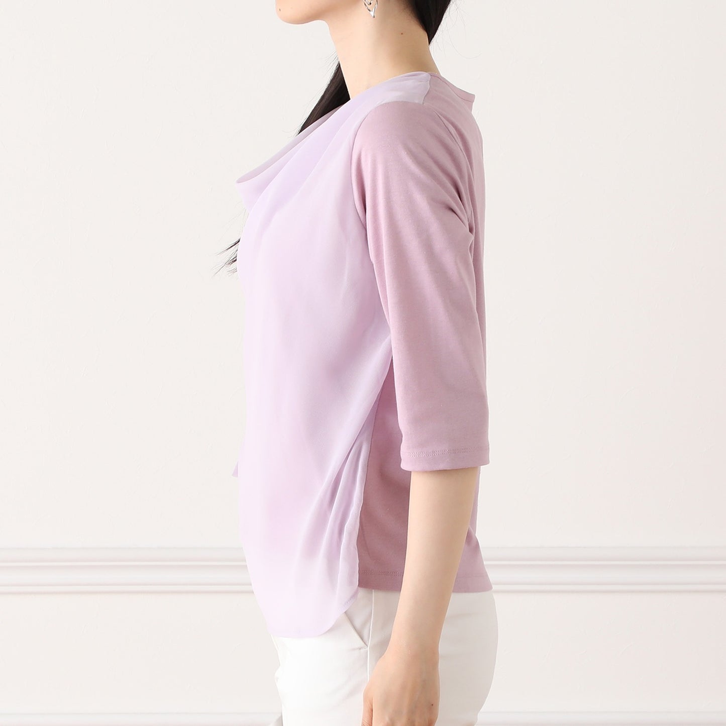 Petal Accent Blouse in Pale Lilac Chiffon