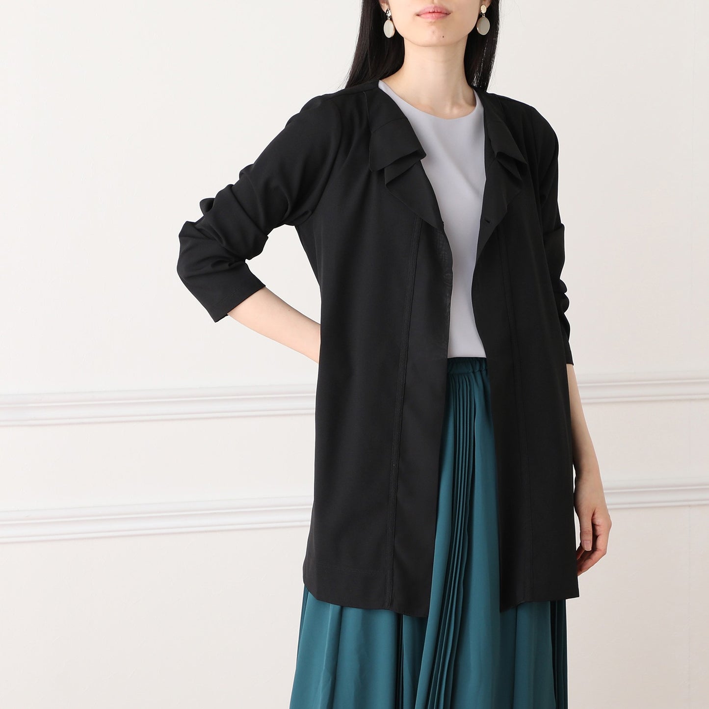 ブラックナイトジョーゼット ロング羽織ジャケット