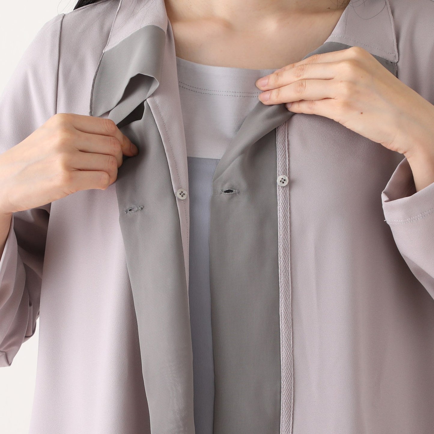 Long Haori Jacket in Silver Gray Georgette