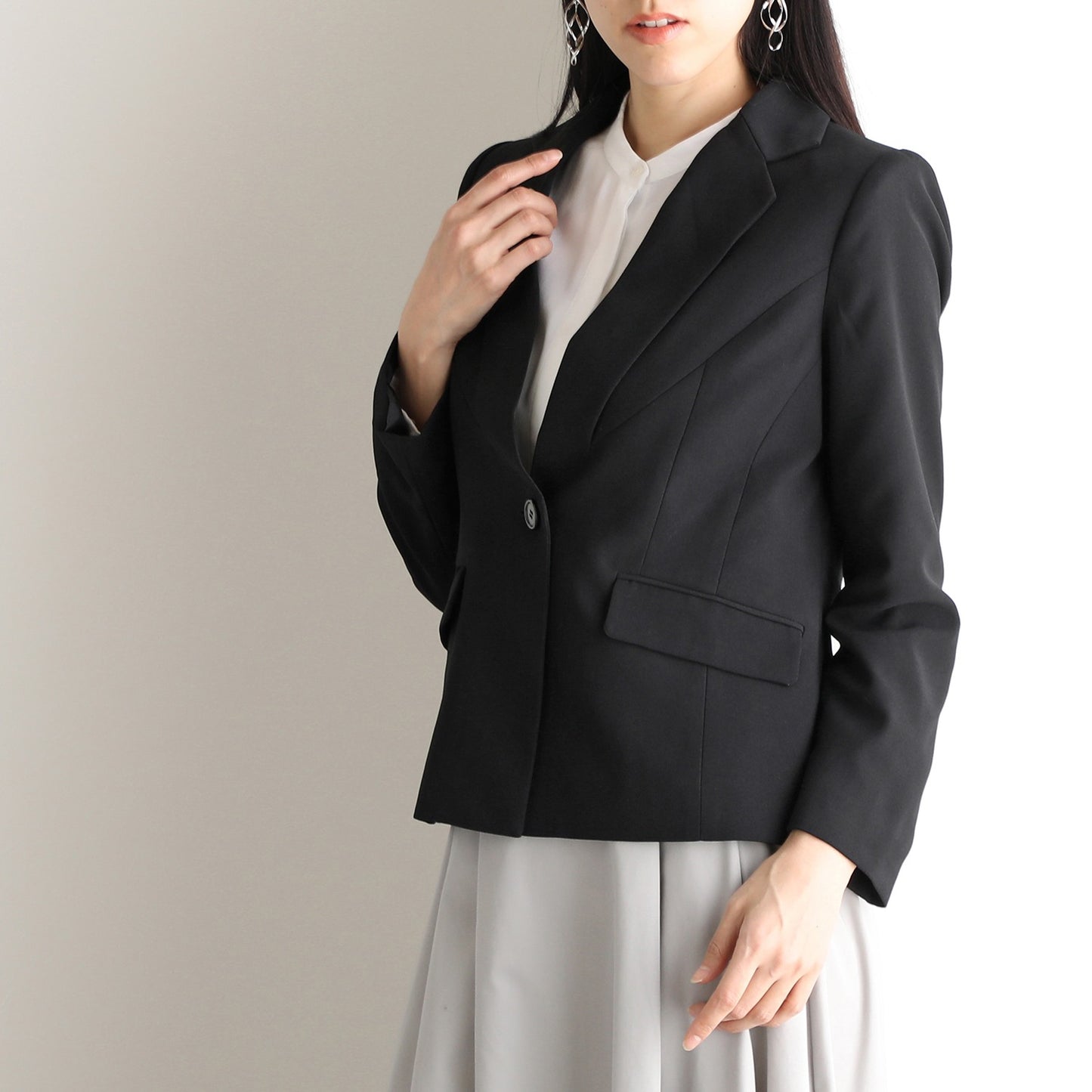 Tailored Jacket in Black Back Satin