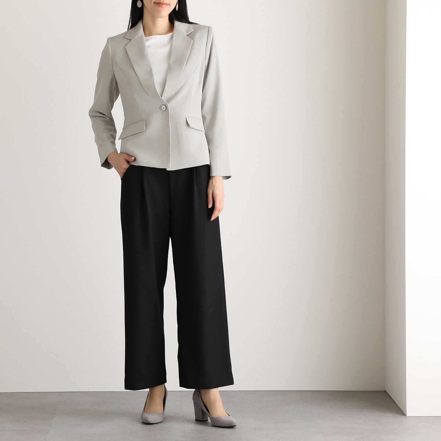 Tailored Jacket in Pearl Gray Back Satin