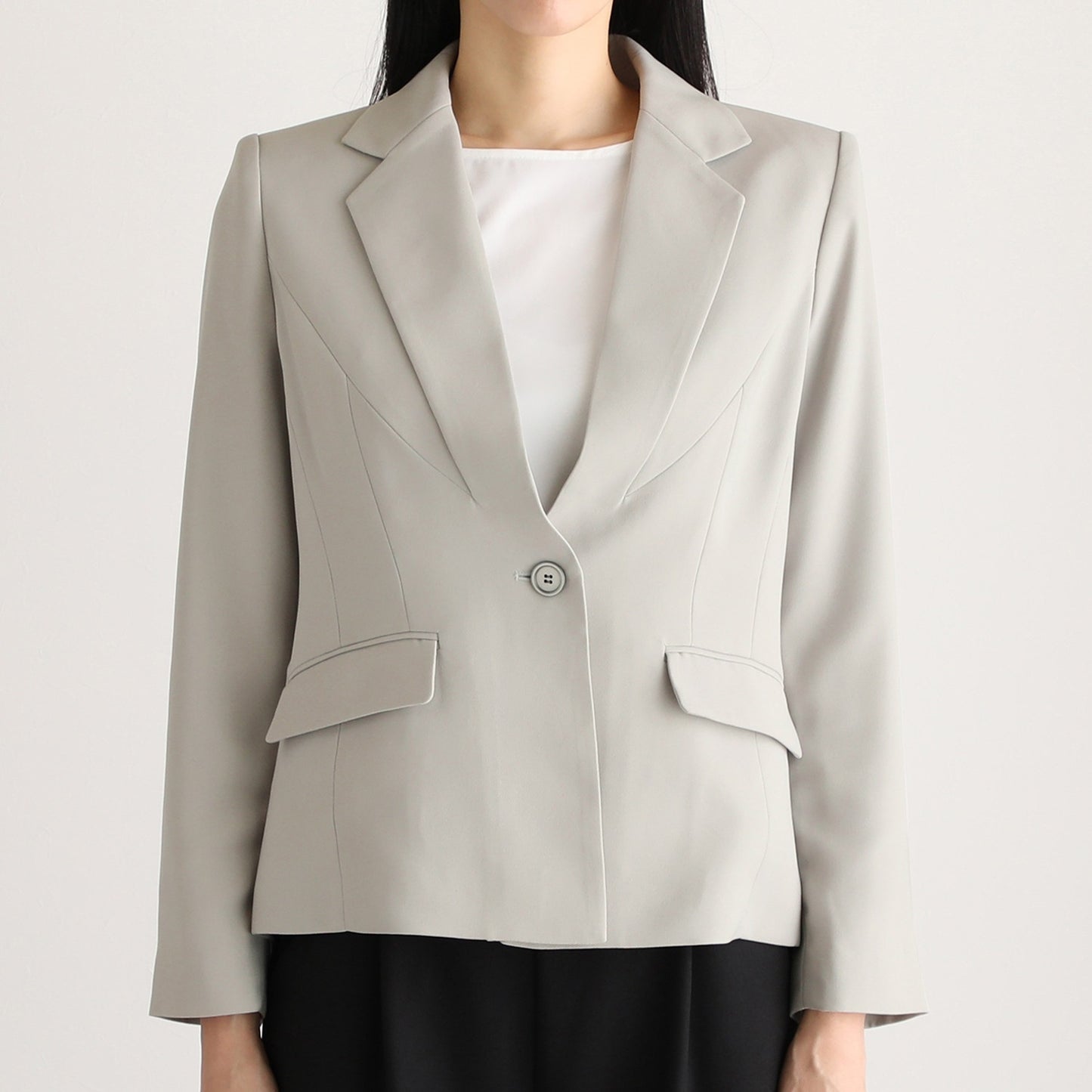 Tailored Jacket in Pearl Gray Back Satin