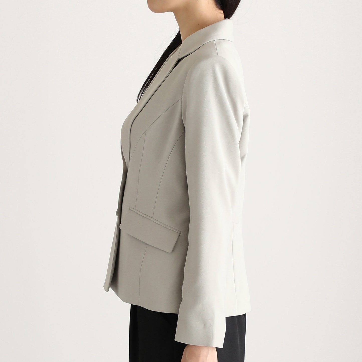 Tailored Jacket in Pearl Gray Back Satin