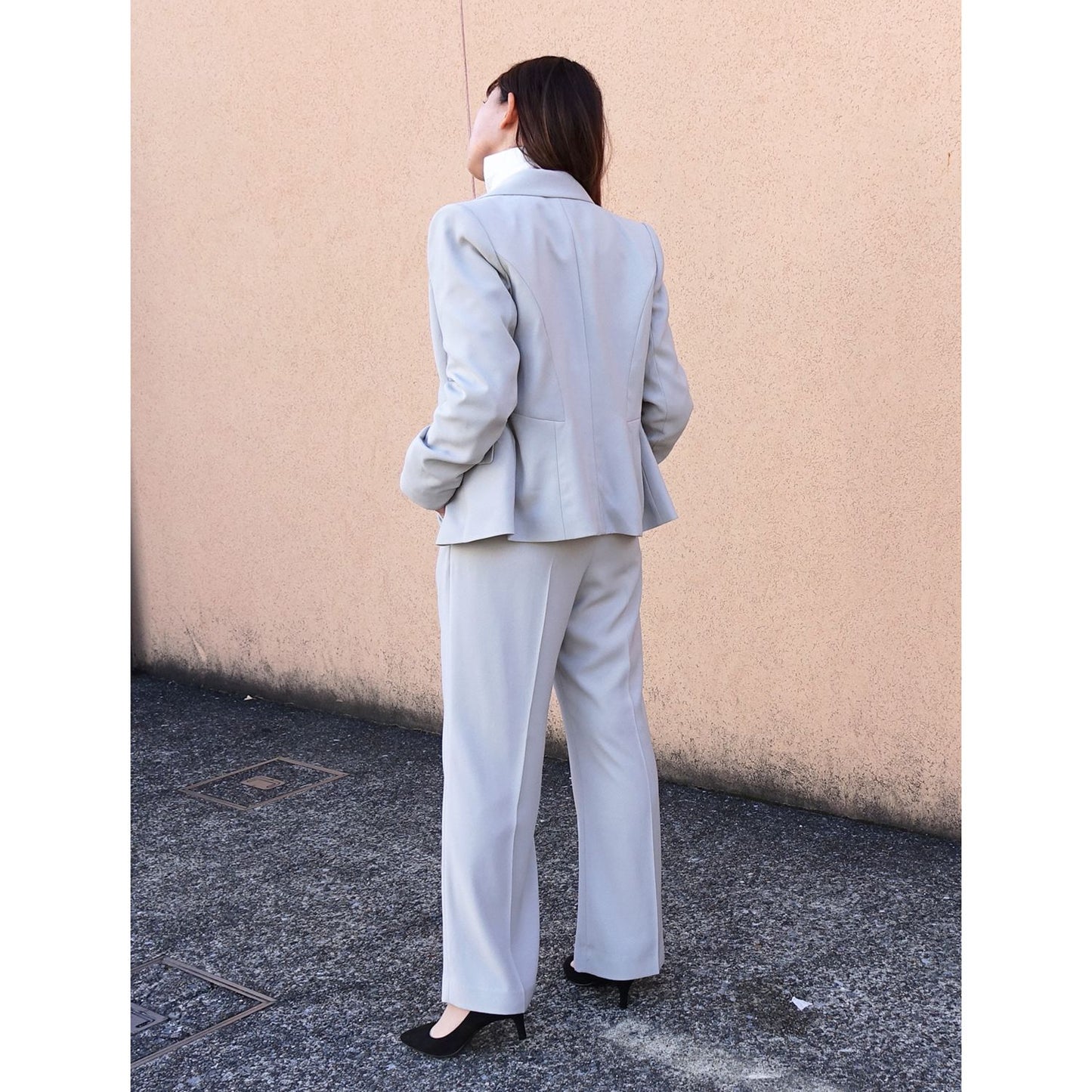 Tailored Jacket in Pearl Gray Back Satin
