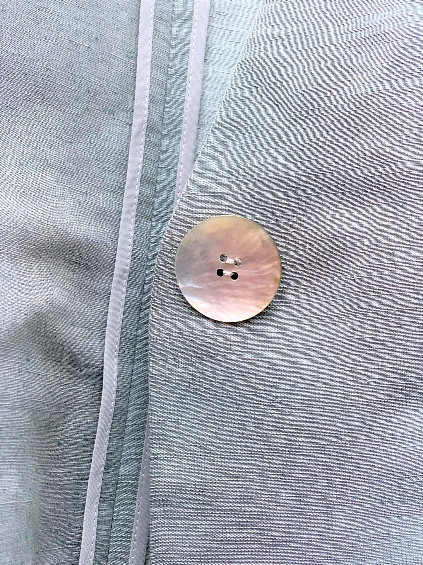 Split Lapel Jacket in Steel Blue Linen