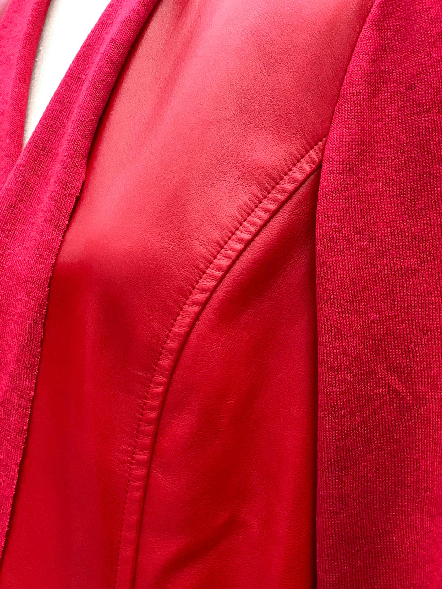 Leather Paneled Jacket in Red