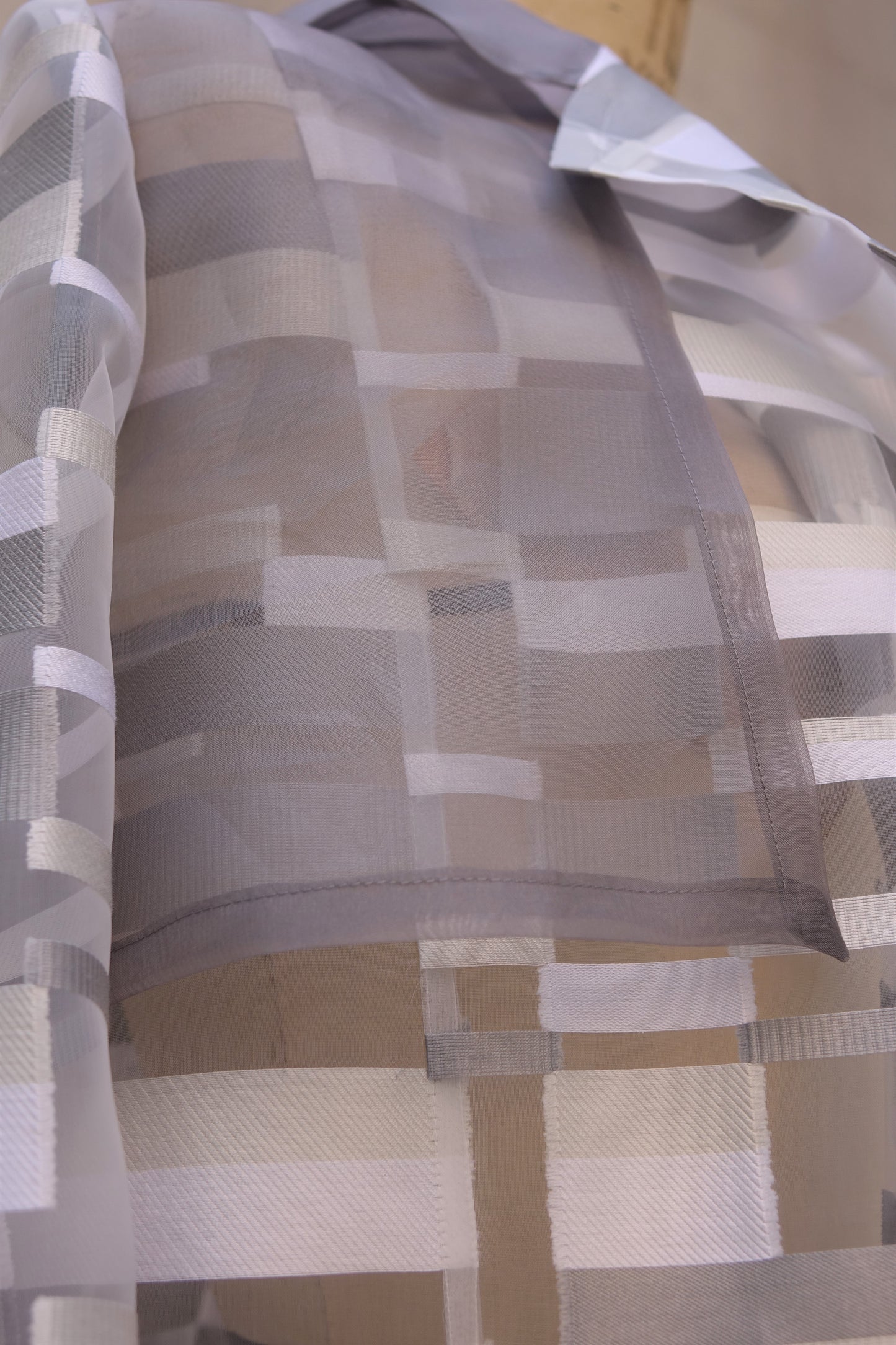 Translucent Trench Coat in Gray Pattern