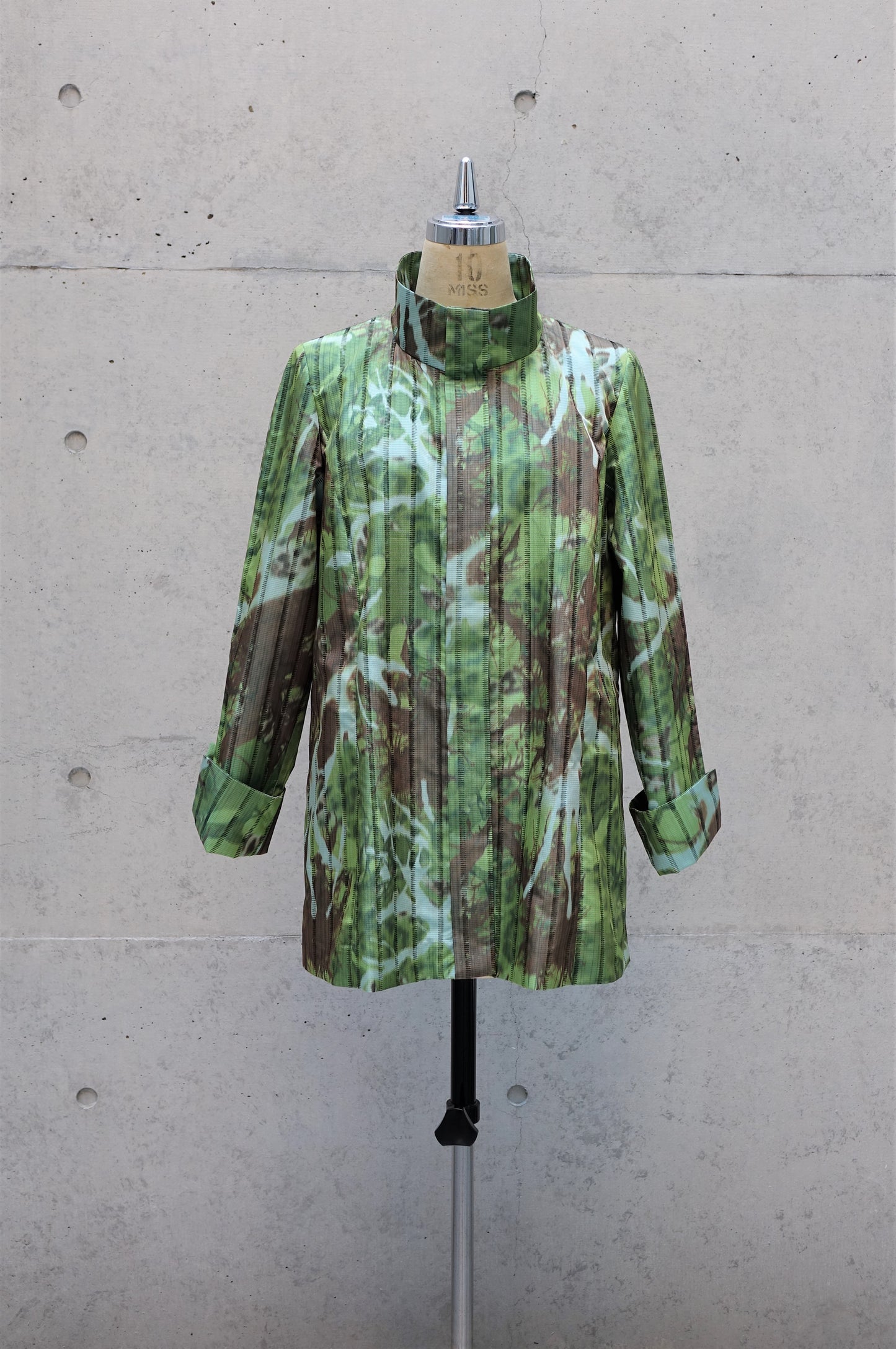 Stand Collar Coat in Fern Green Botanical