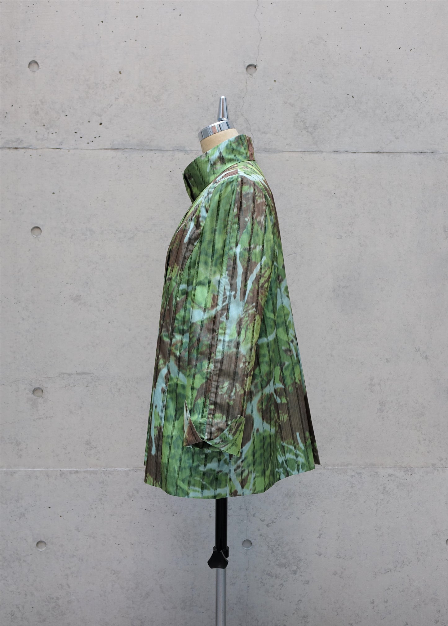 Stand Collar Coat in Fern Green Botanical