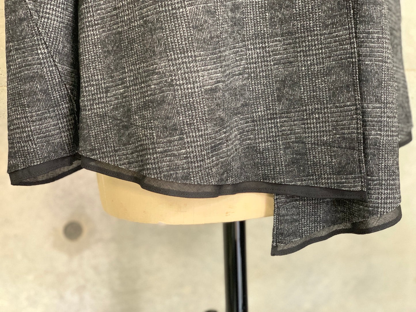 Draping Paneled Jacket in Charcoal Glen Check Wool