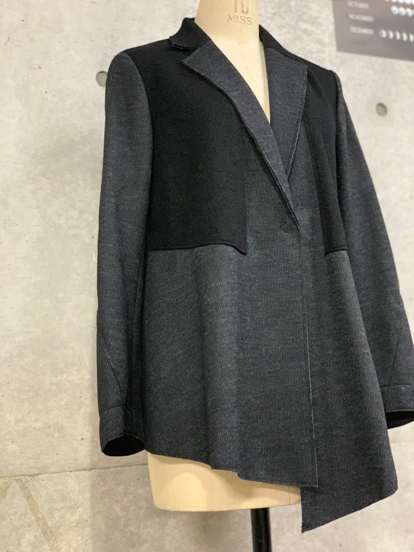 Draping Paneled Jacket in Inkline Black Wool