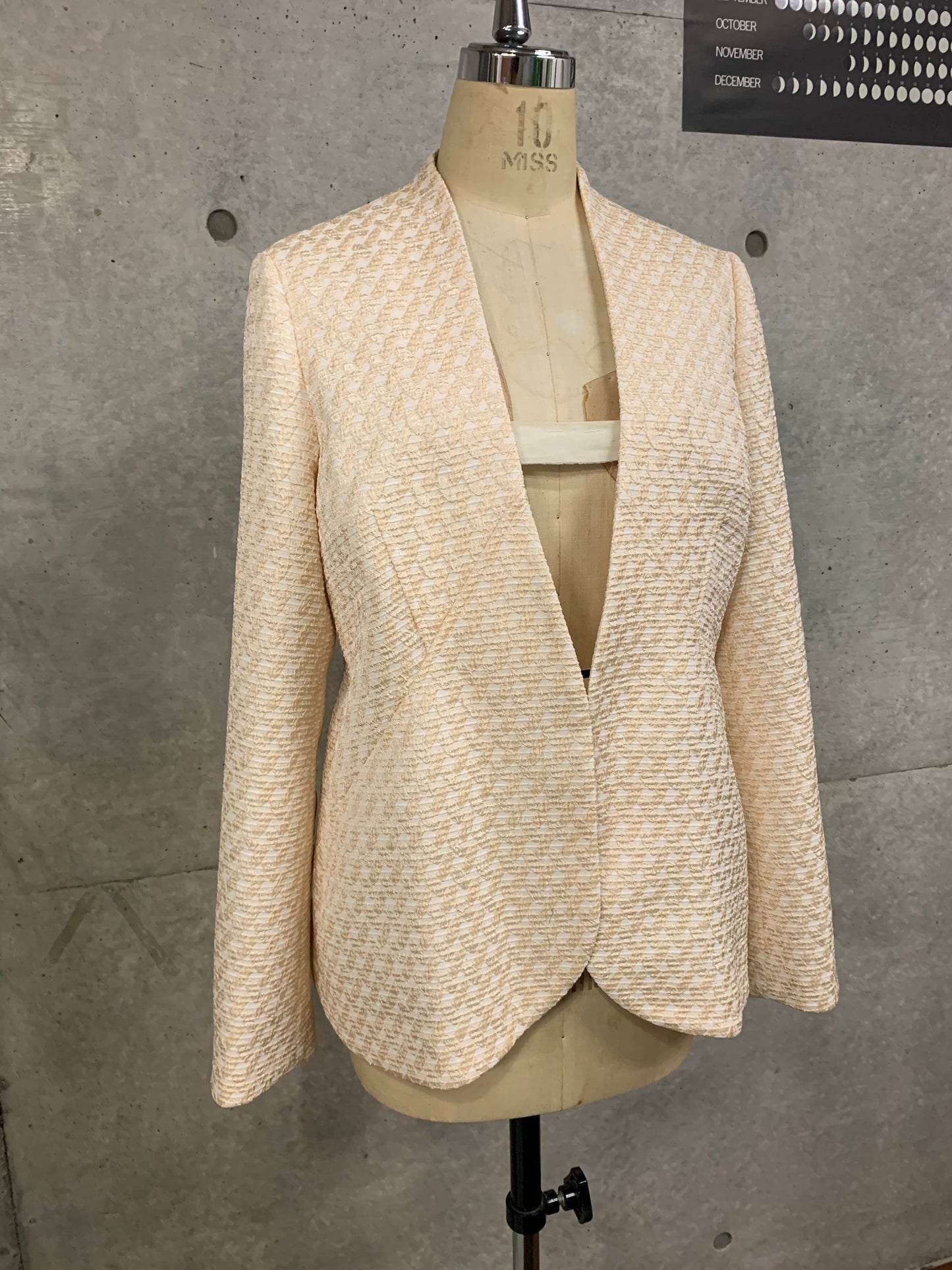 Curved Paneled Jacket in Champagne Gold