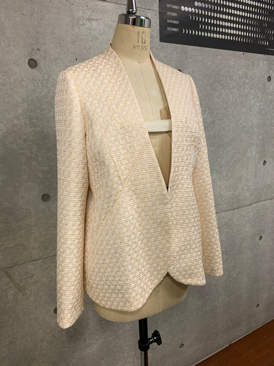 Curved Paneled Jacket in Champagne Gold