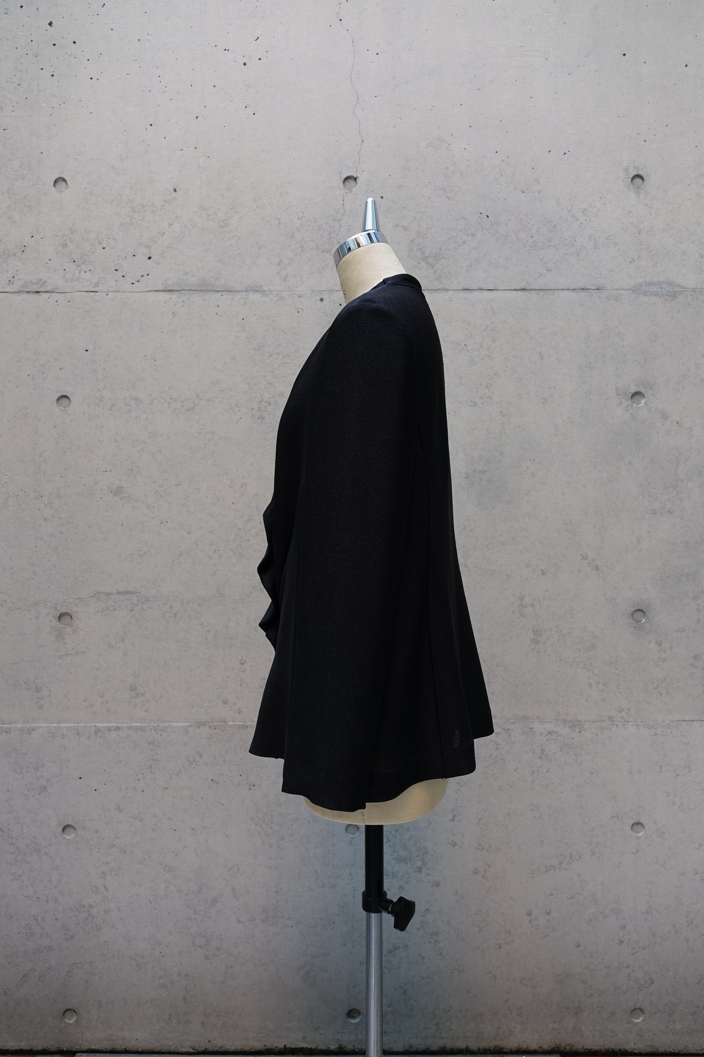 Asymmetrical Front-Frill Jacket in Black