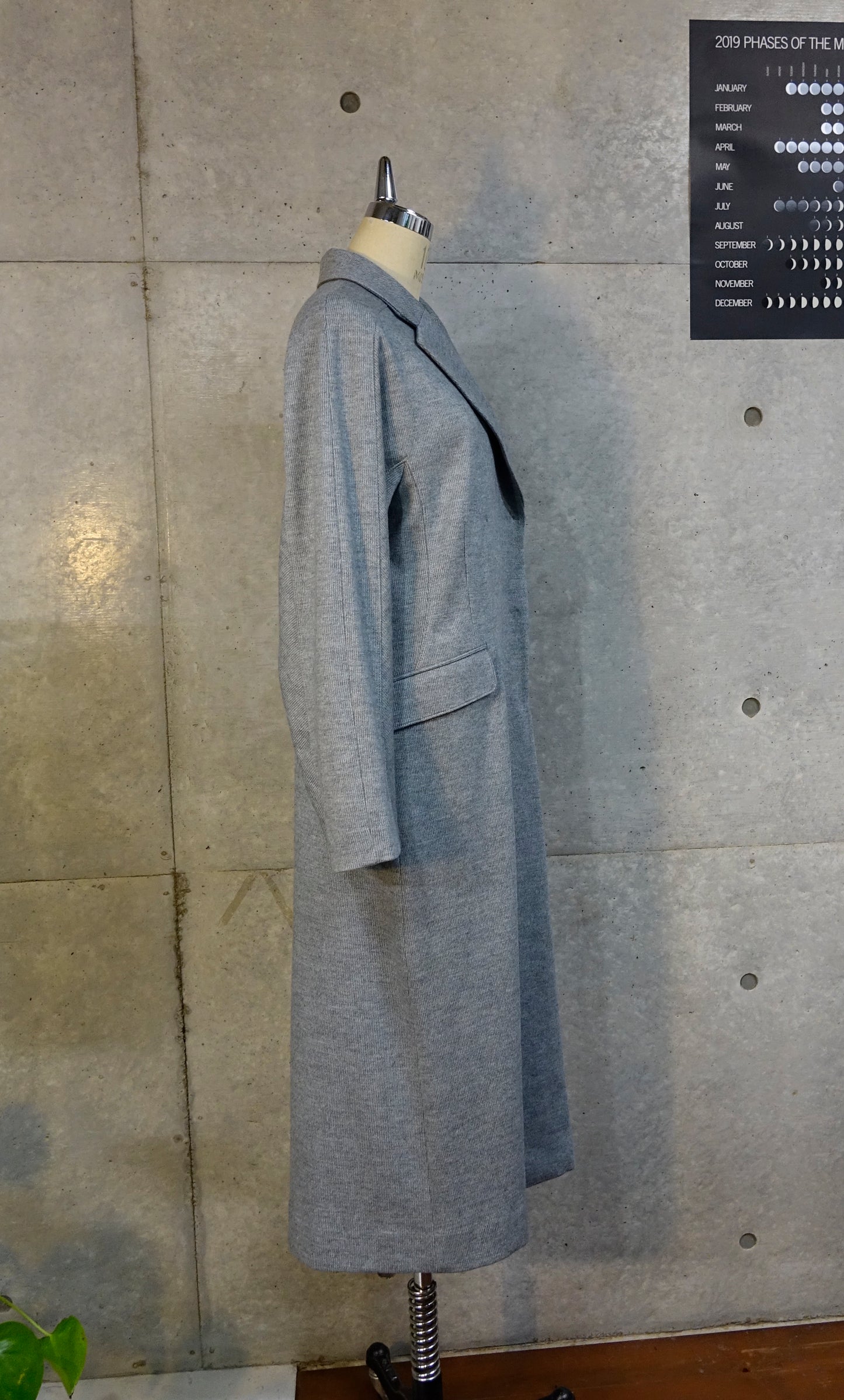 Asymmetrical Maxi Coat in Light Gray Wool