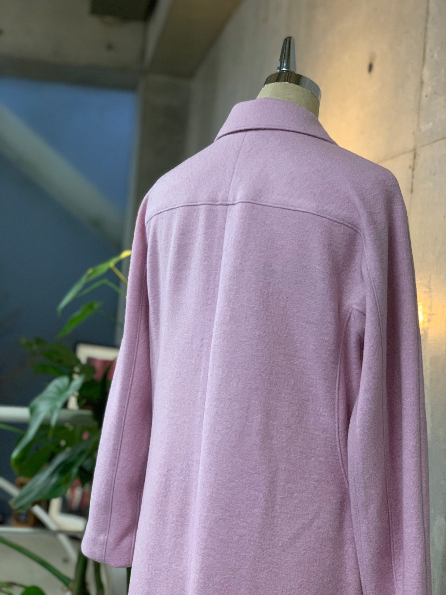 Asymmetrical Maxi Coat in Soft Pink Wool