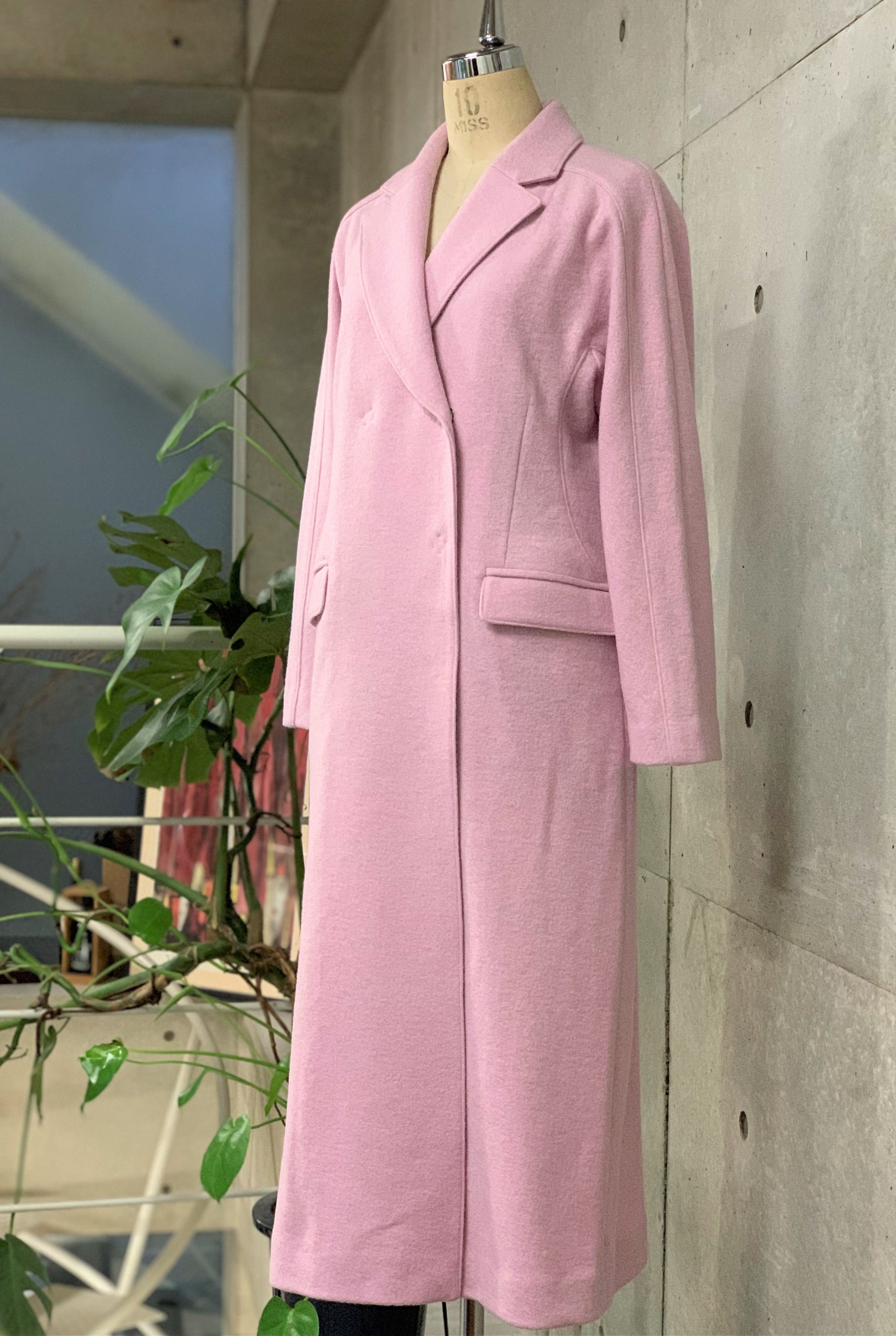 Asymmetrical Maxi Coat in Soft Pink Wool – Eveove
