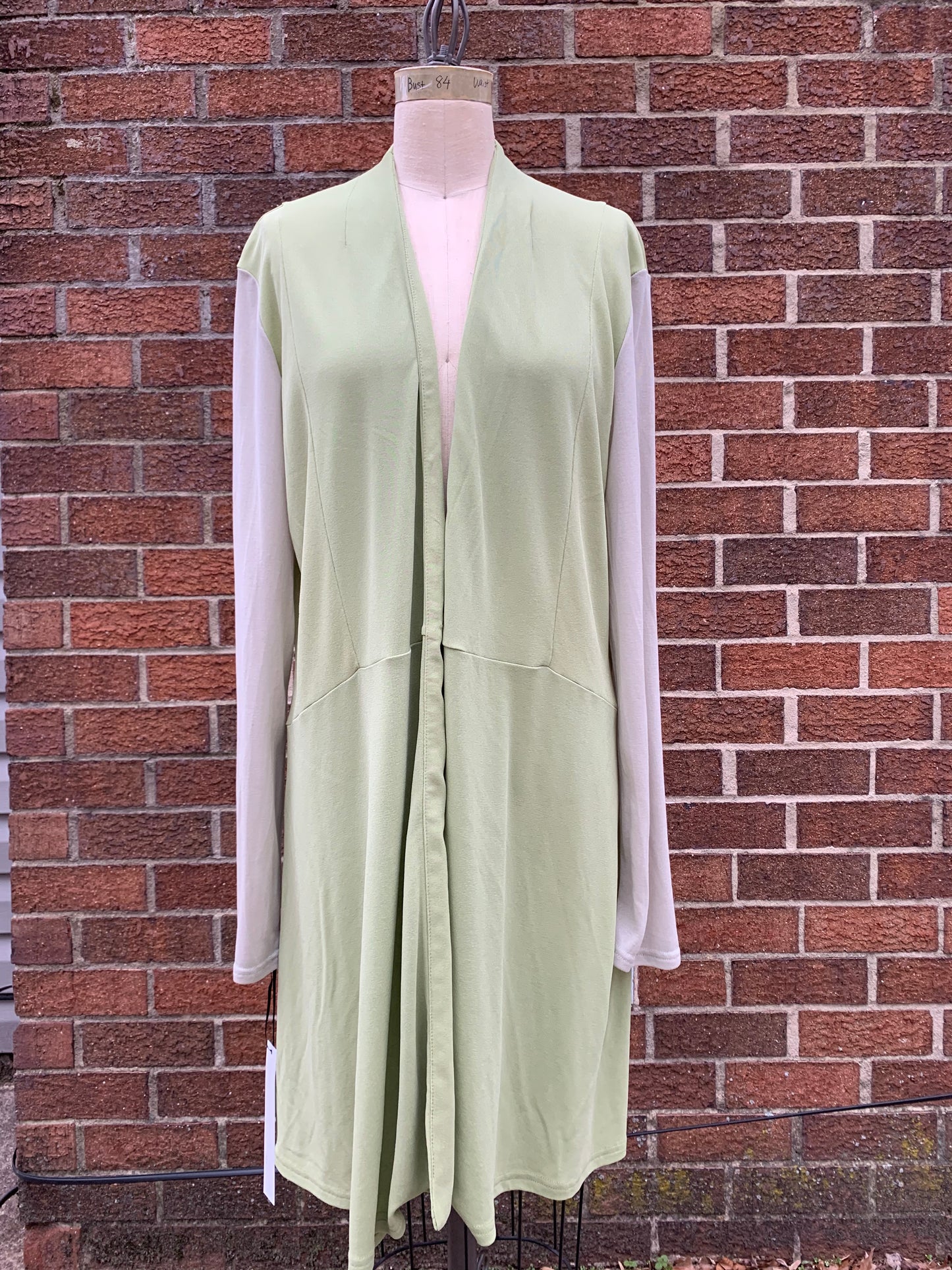 Single Button Long Cardigan in Lime