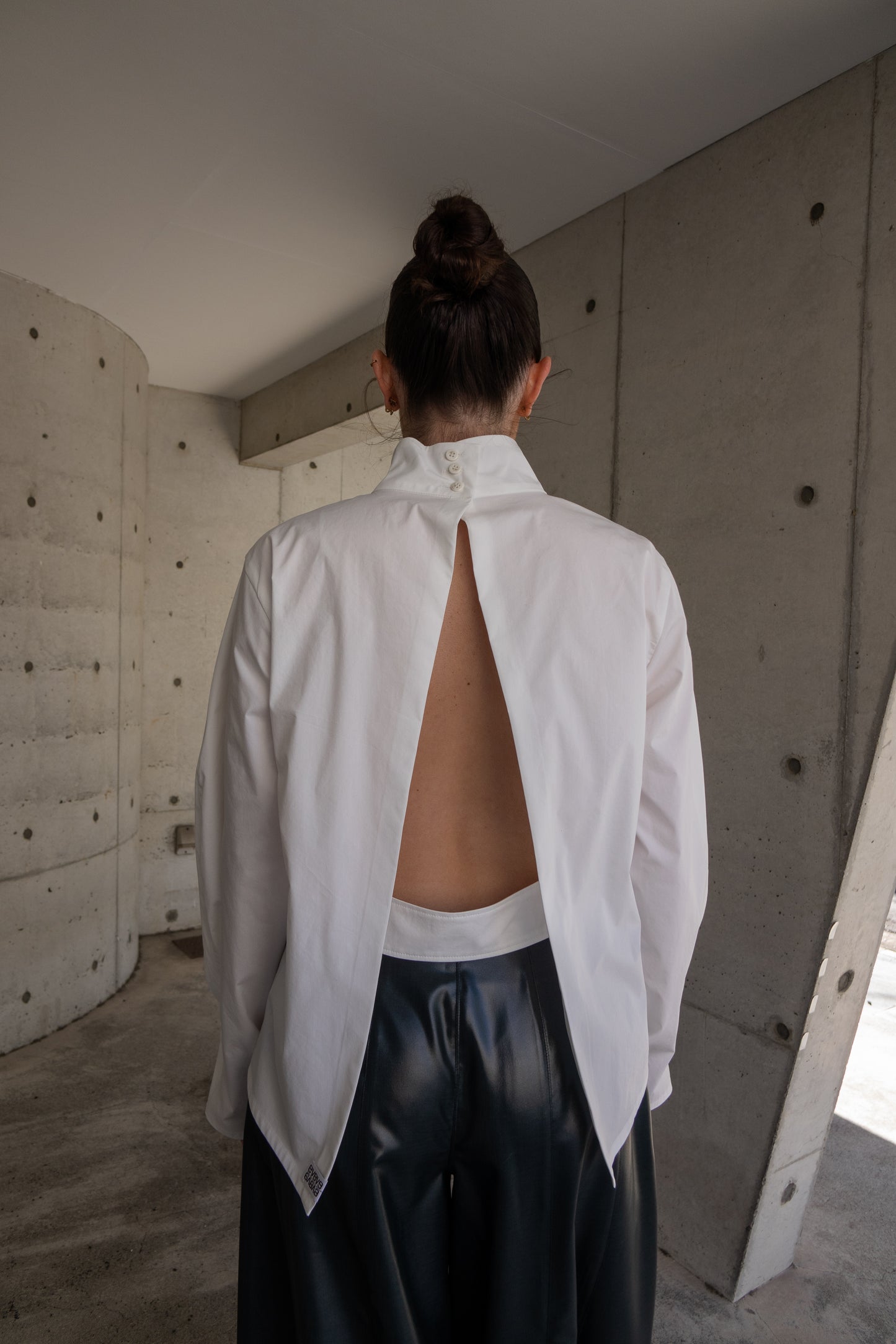 Chic Back Belted Blouse in White
