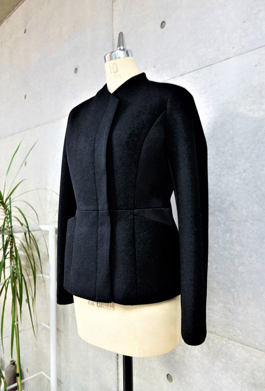 Peplum Jacket in Black Wool
