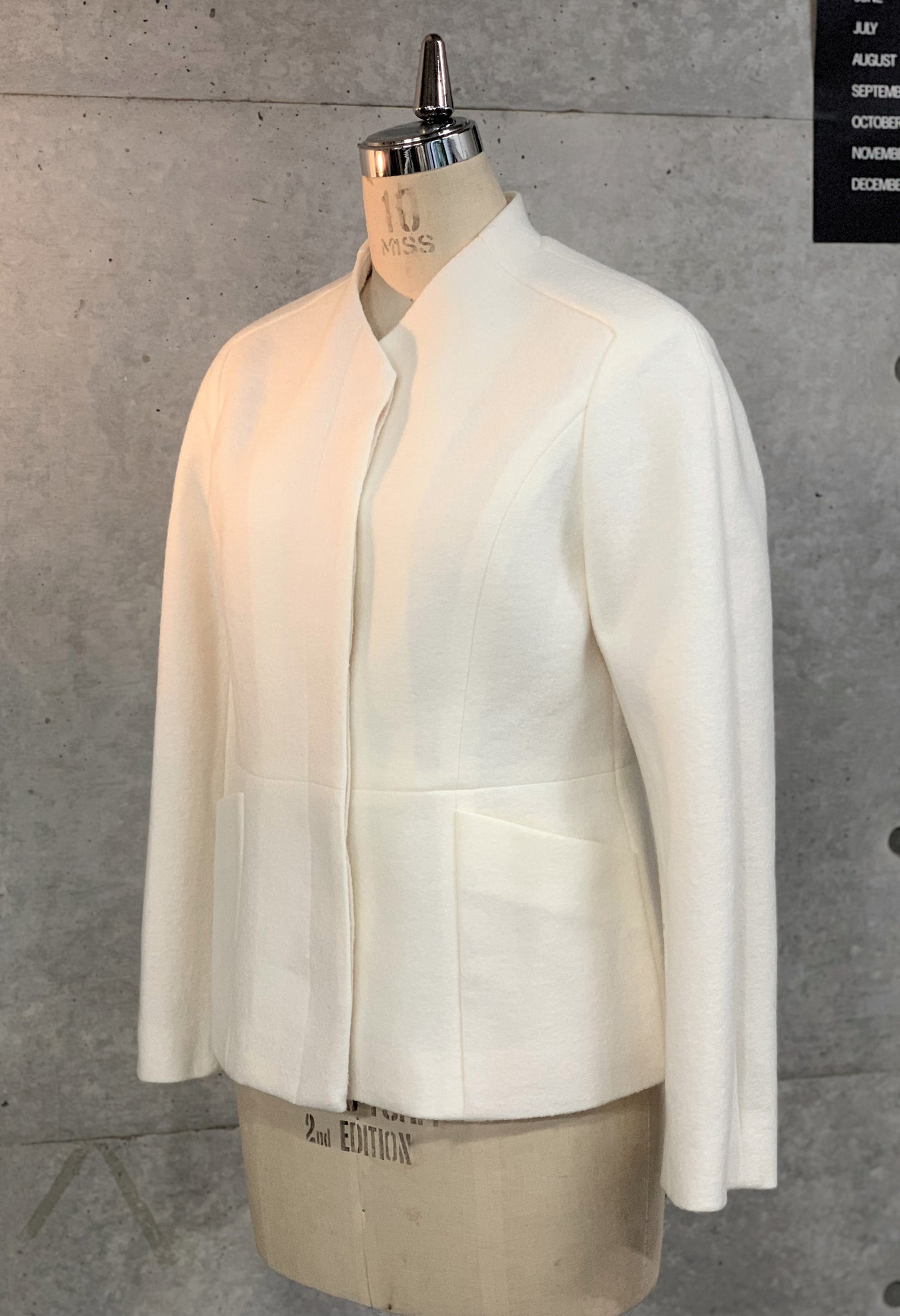 Peplum Jacket in White Wool