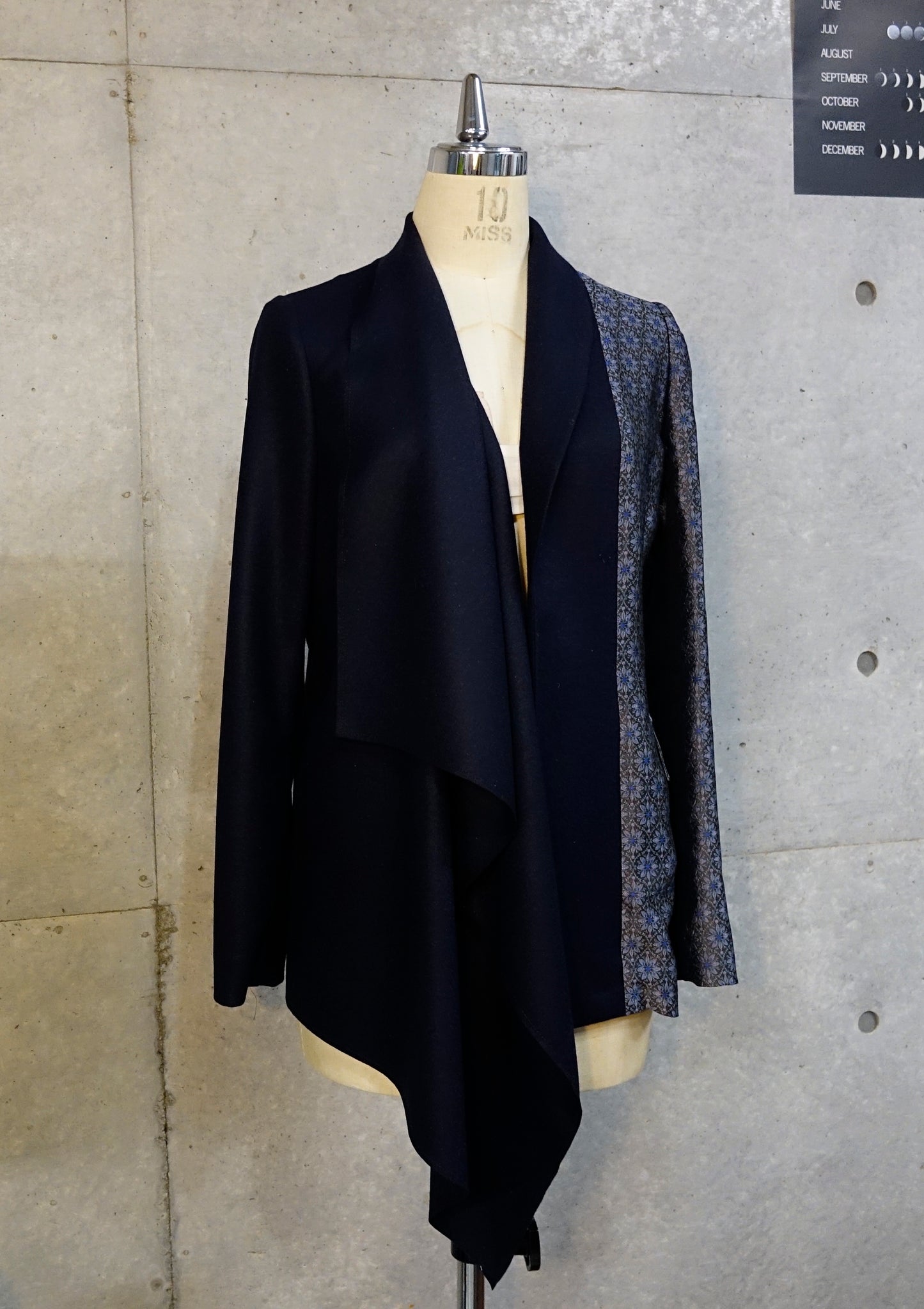 Drape-Front Jacket in Navy and Blue