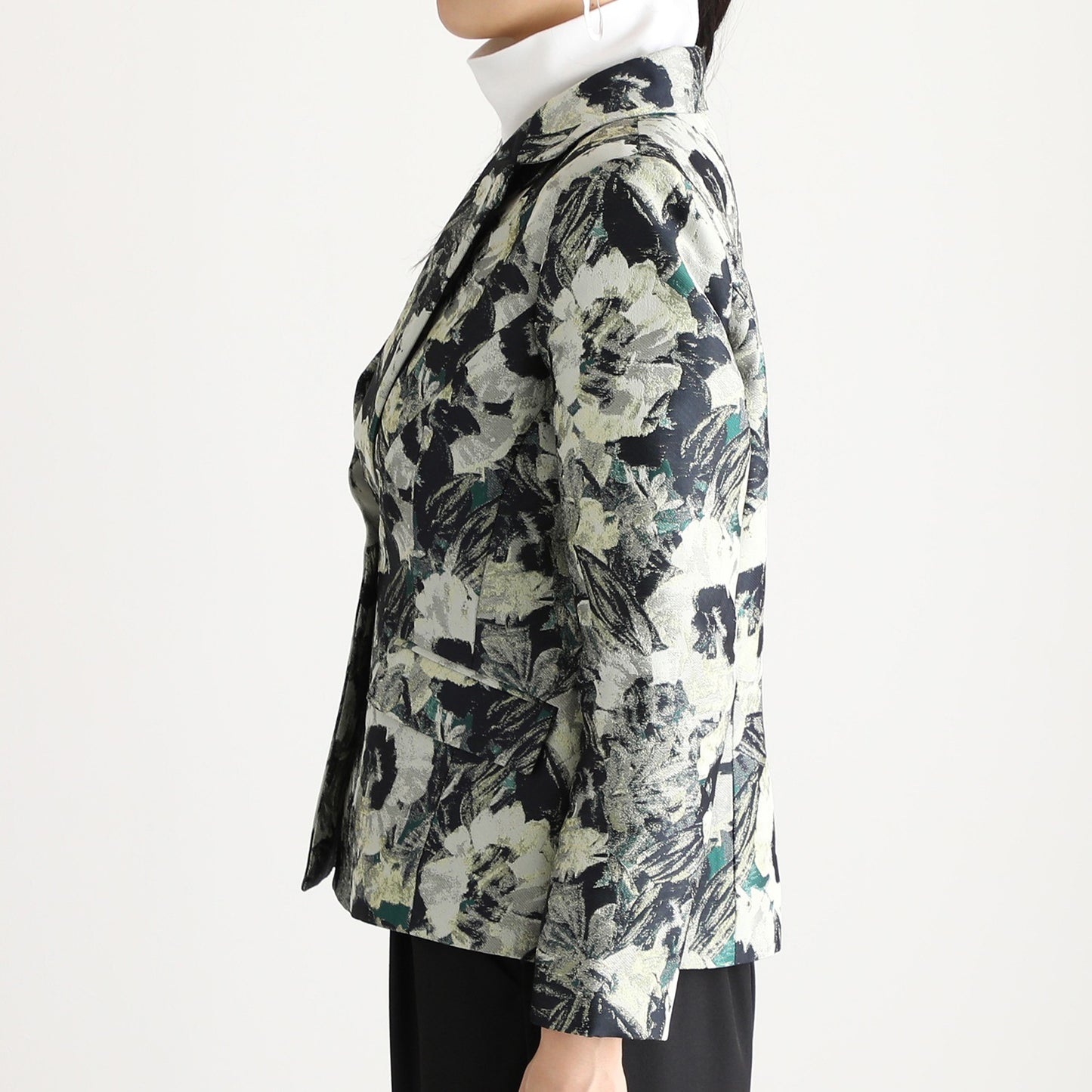 Tailored Jacket in Navy and Sage Floral