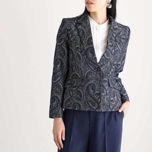 Tailored Jacket in Navy Paisley