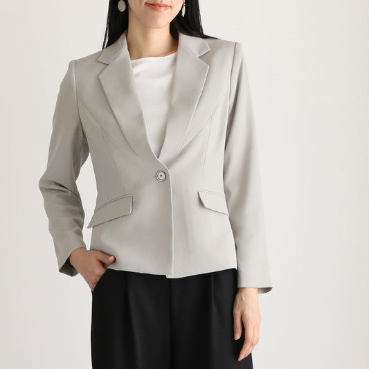 Tailored Jacket in Pearl Gray Back Satin