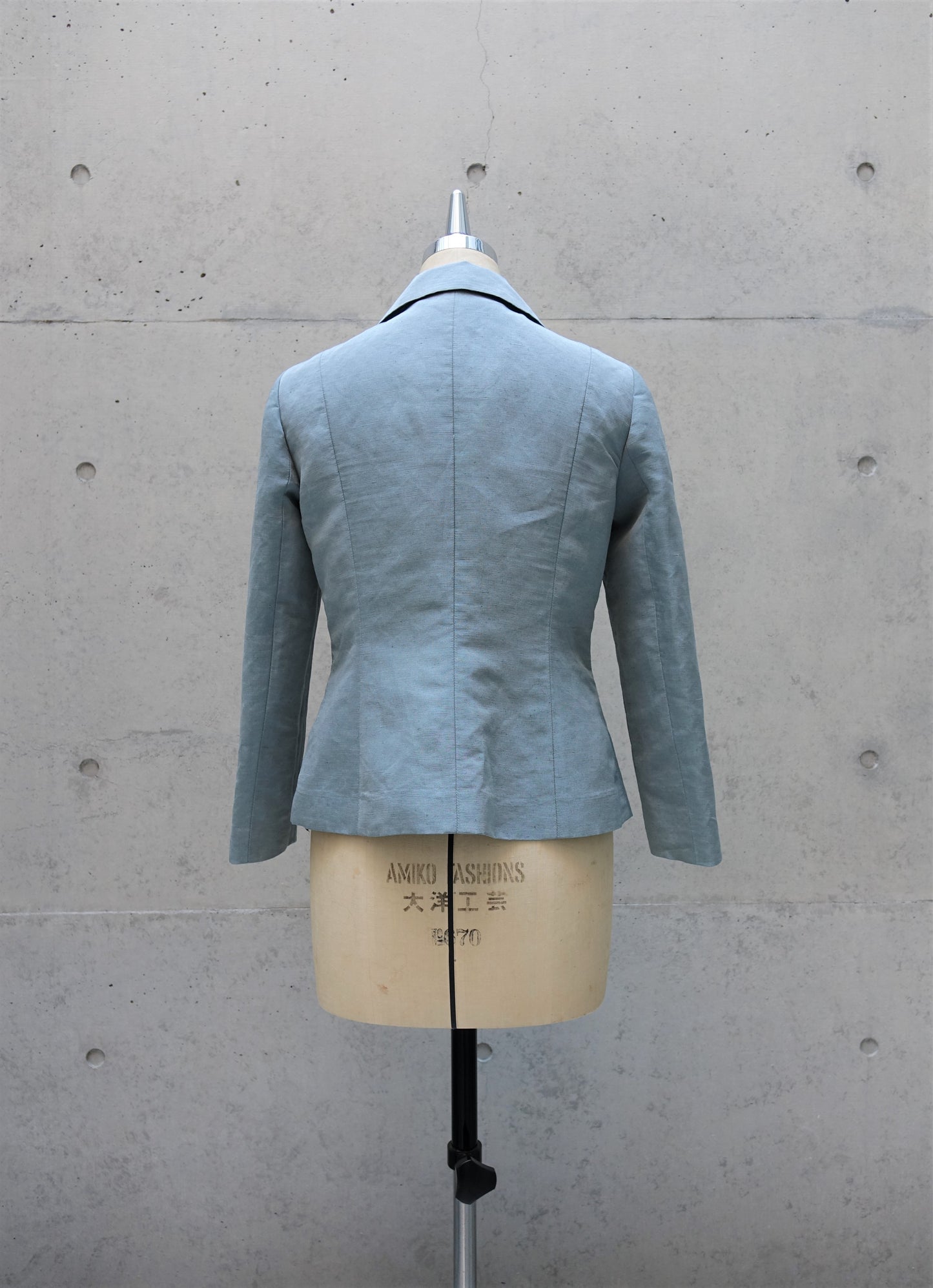 Split Lapel Jacket in Steel Blue Linen