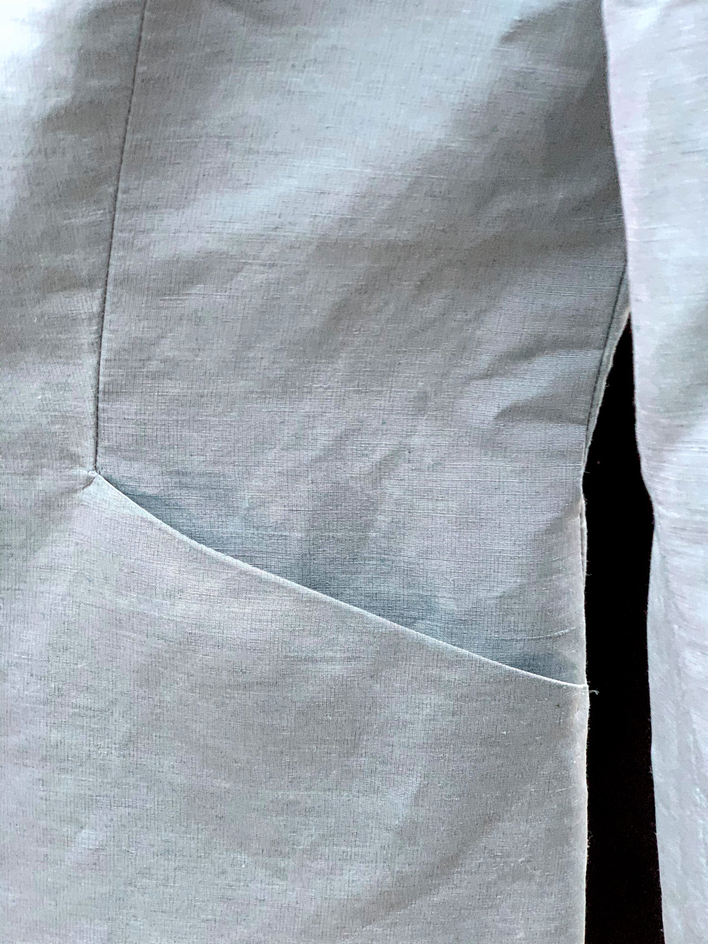 Split Lapel Jacket in Steel Blue Linen