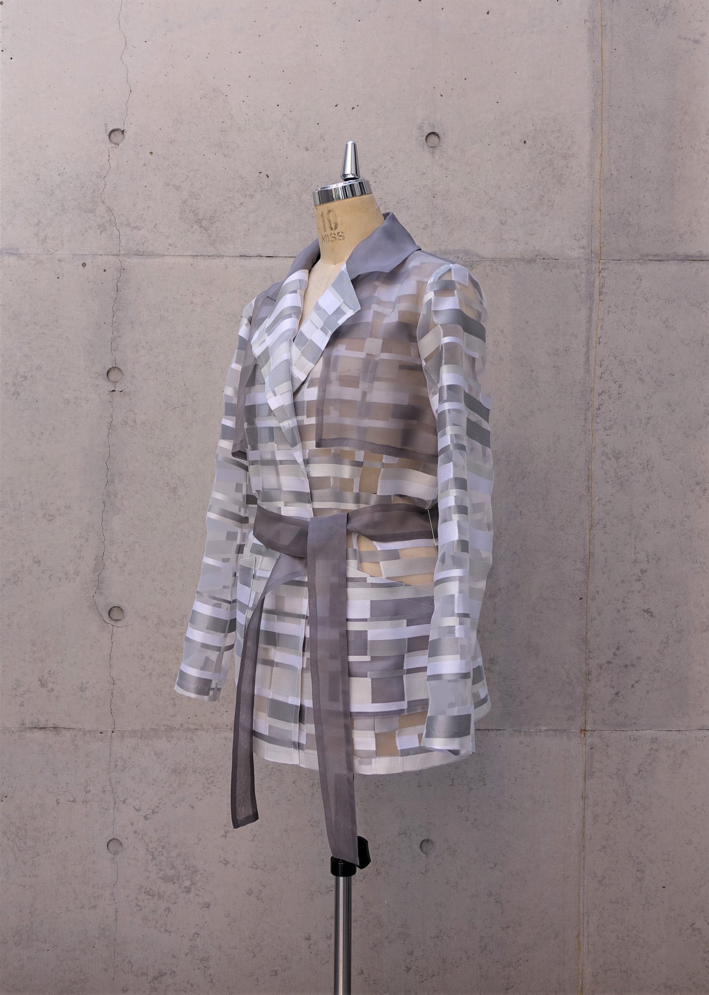 Translucent Trench Coat in Gray Pattern