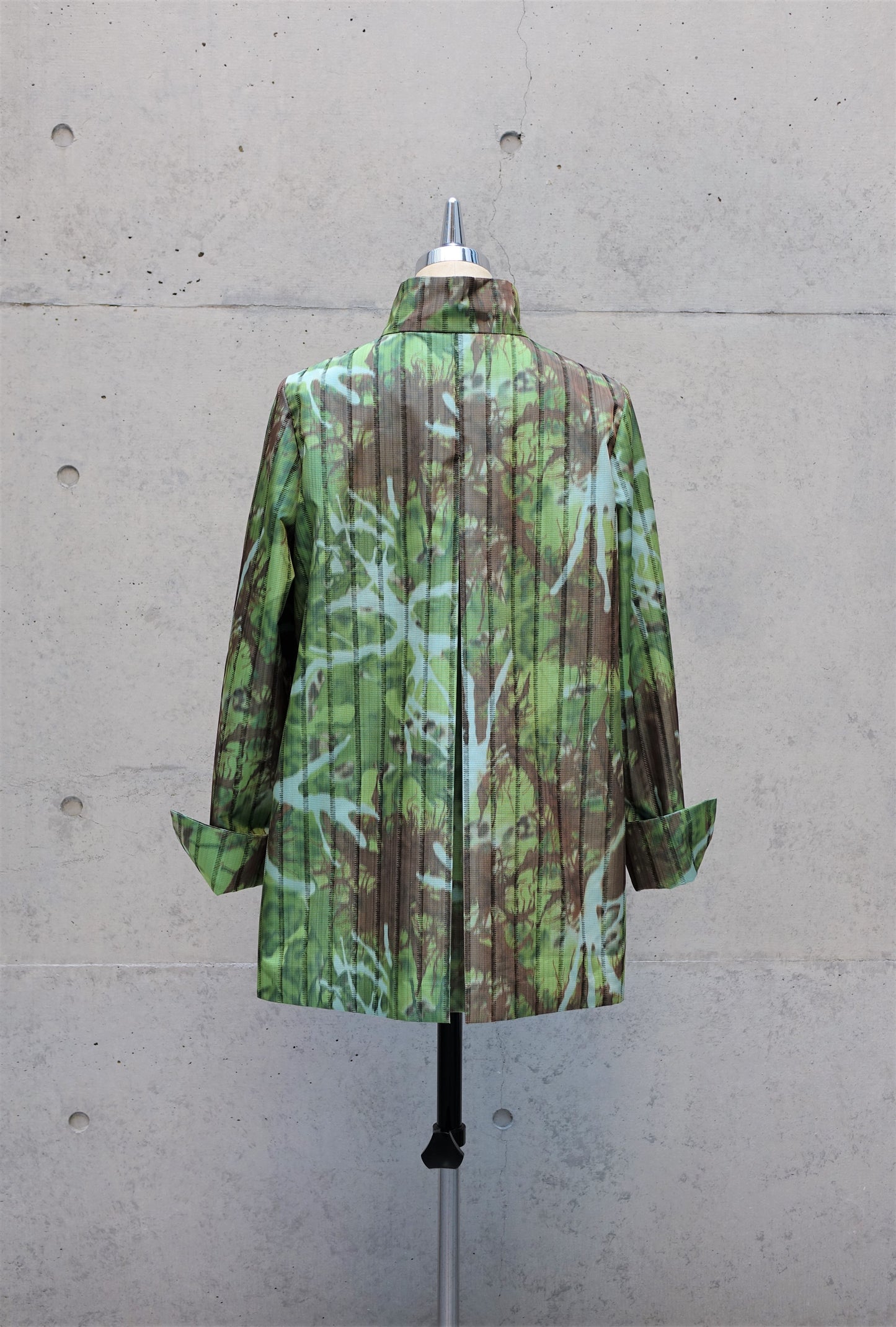 Stand Collar Coat in Fern Green Botanical